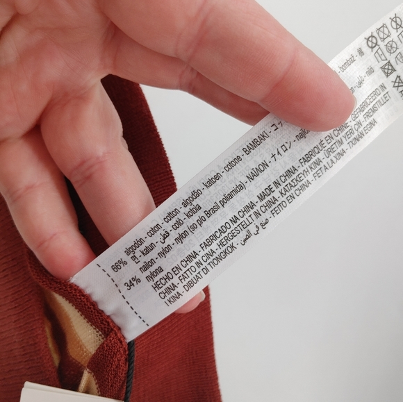 Zara Red and Cream Patterned Flare Pants - Picture 5 of 5